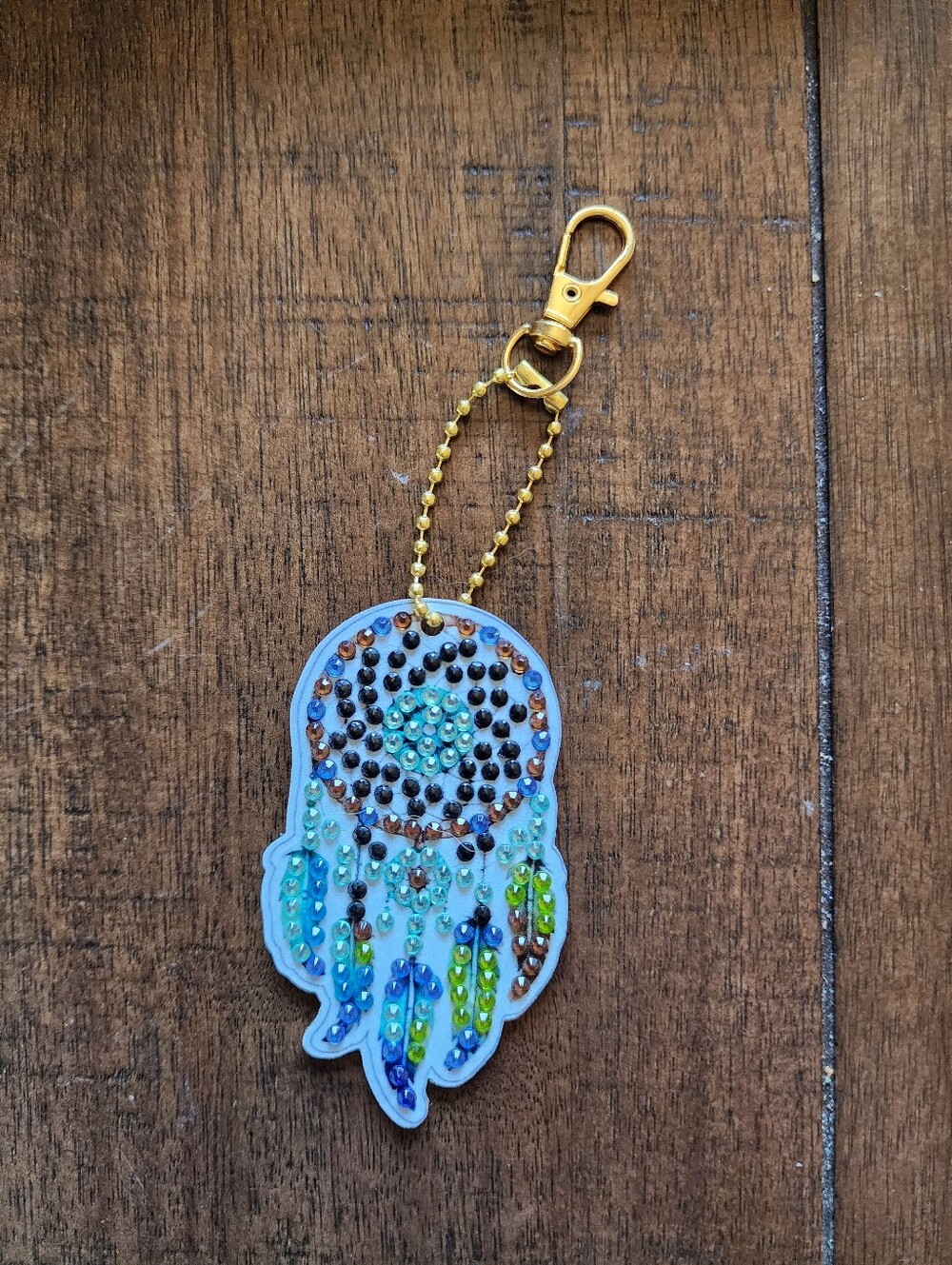 Gold-Clip Blue Dreamcatcher Key & Card Holder Charm